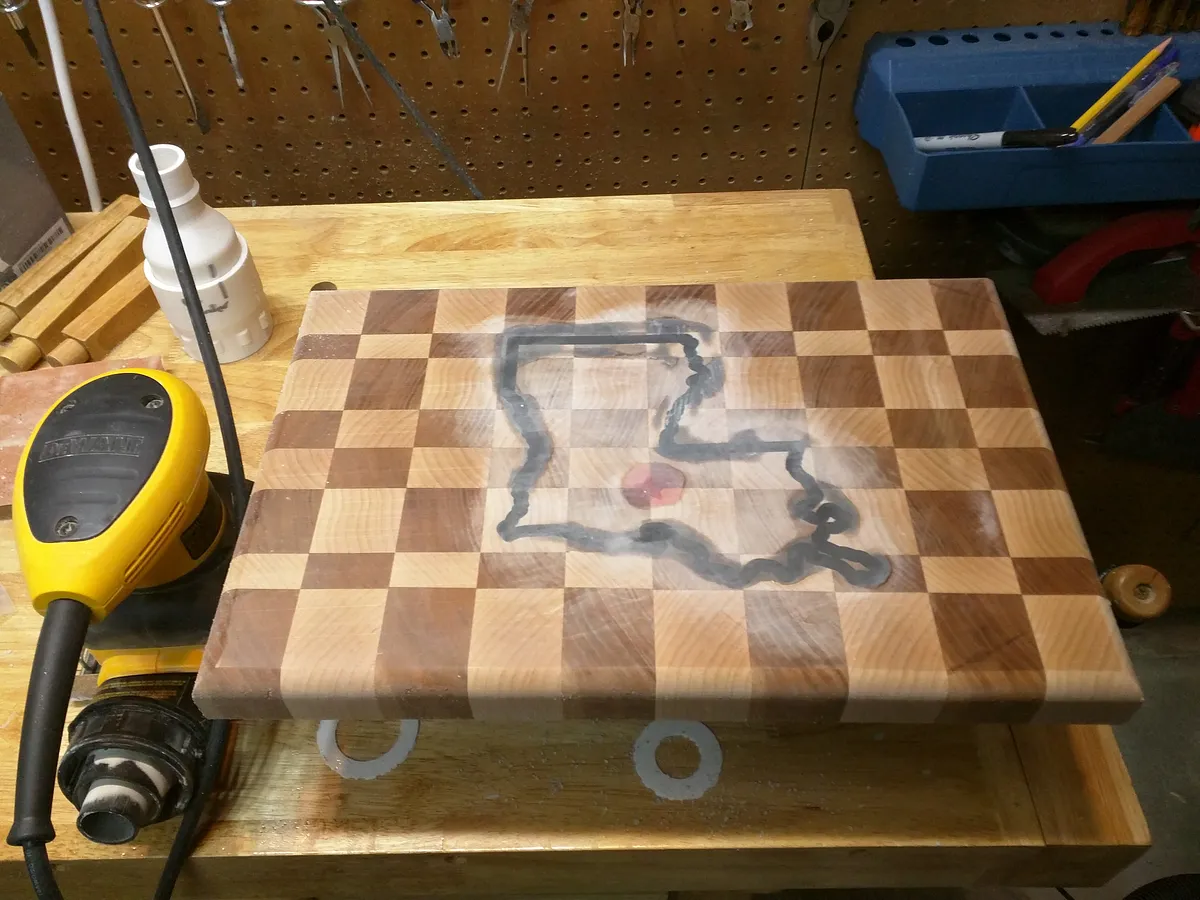 Cutting Board Epoxy Inlay — Sand flat