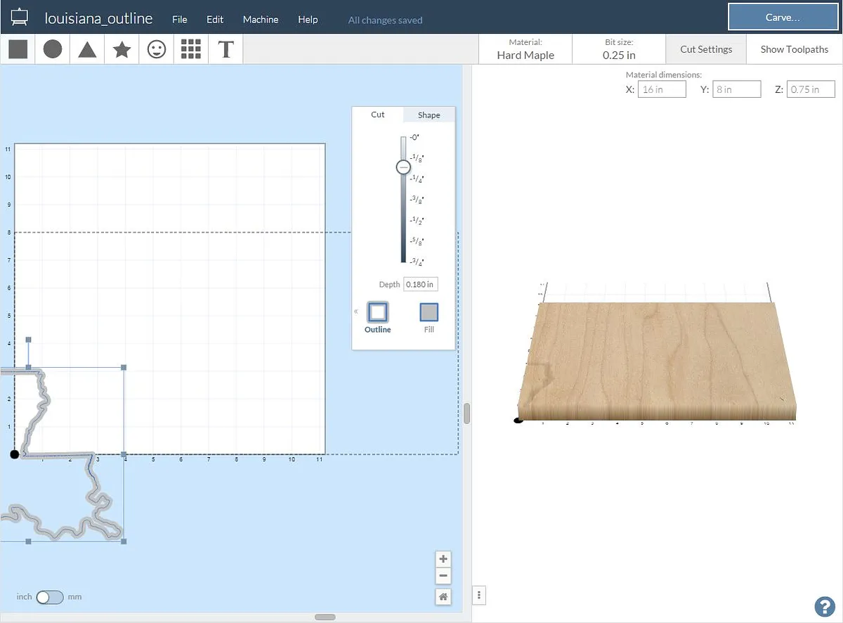 Cutting Board Epoxy Inlay — Design inlay path and import into Easel