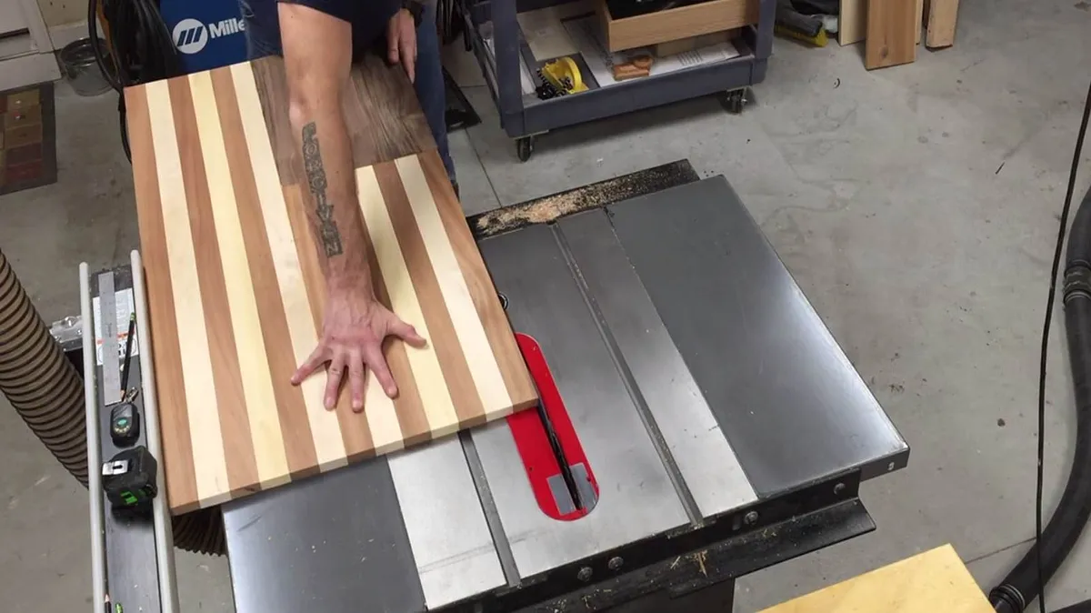 American Flag Coin Rack — Cutting the flag to final dimension  (image 2)