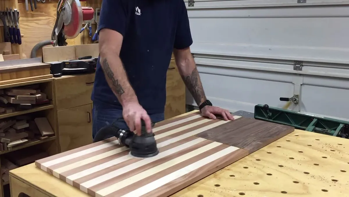 American Flag Coin Rack — Cutting the flag to final dimension  (image 3)