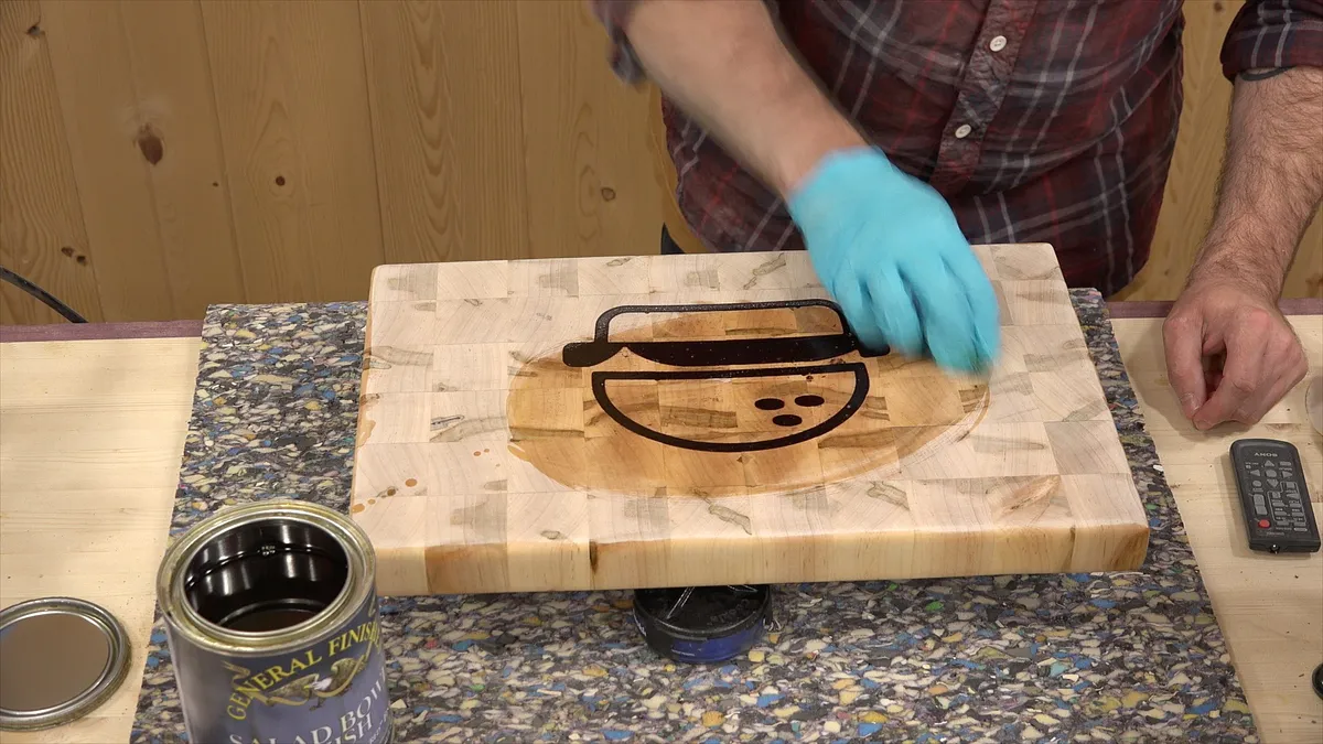 Cheeseburger Endgrain Cutting Board — Finishing