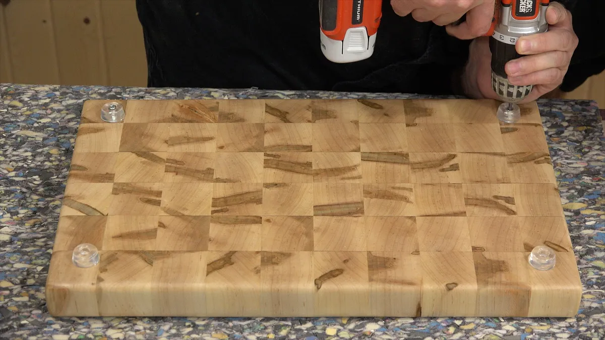 Cheeseburger Endgrain Cutting Board — Adding Rubber Feet