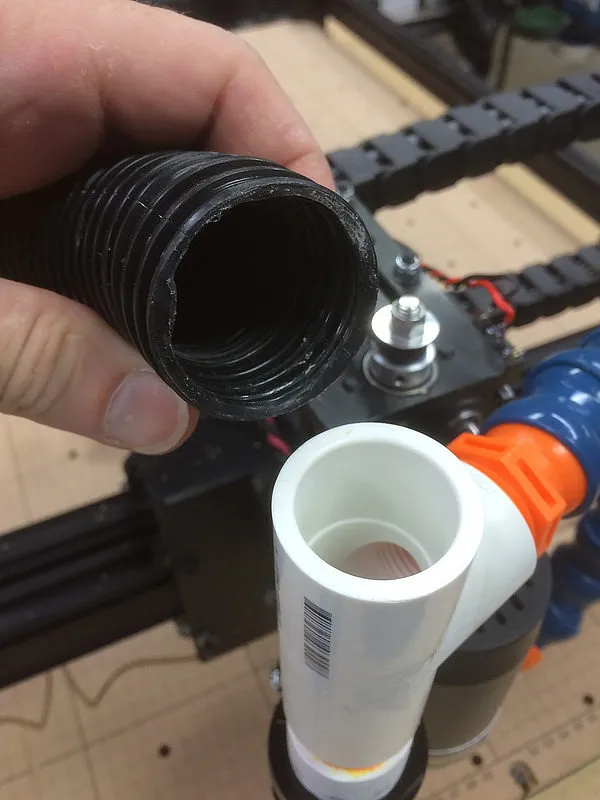 Loc Line dust collection system for X-Carve — Attach PVC and Vacuum to spindle mount