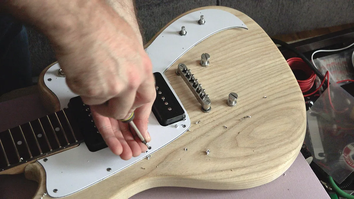 Picciuto Guitar Body — Attach  the Pick Guard