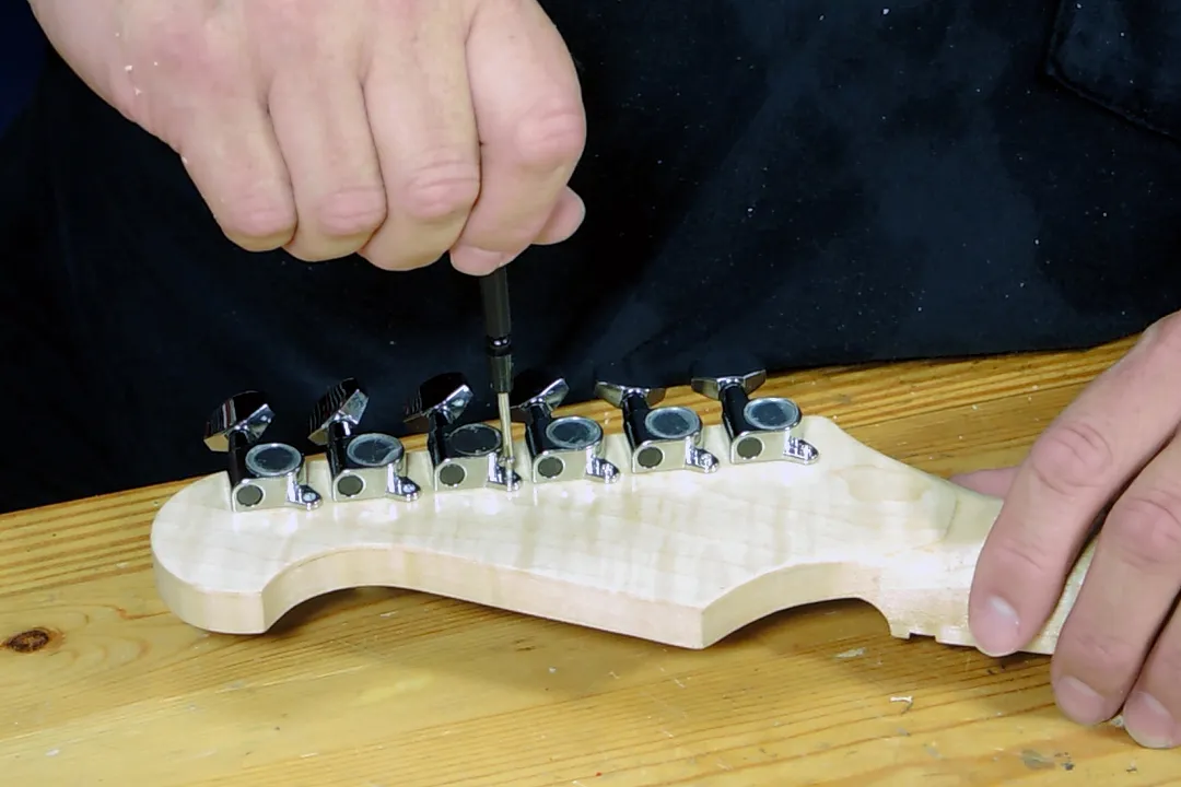 Electric Guitar — Install the Tuning Pegs