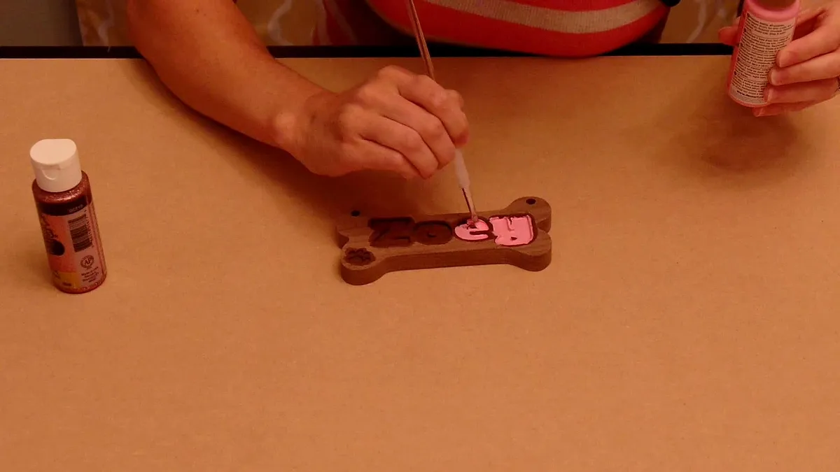 Dog Bone Shaped Plaque — Paint inside the carved portion