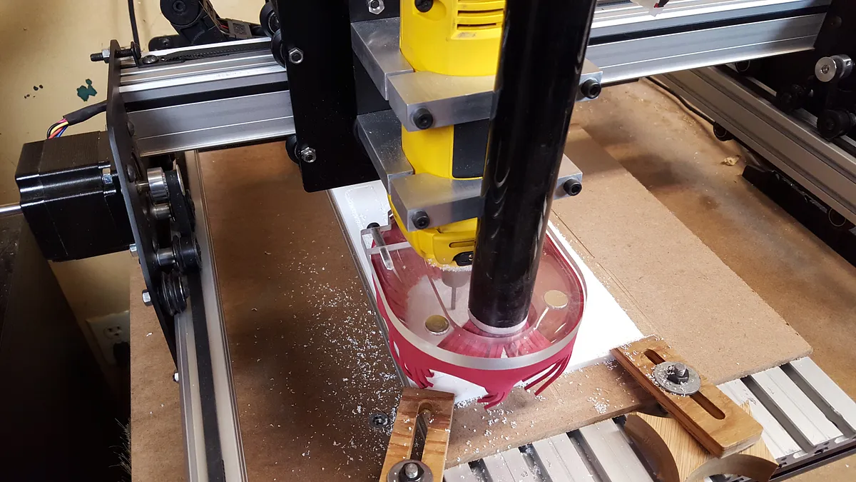 Corian and Bamboo Test Tube Vase — Carving the Corian (image 2)