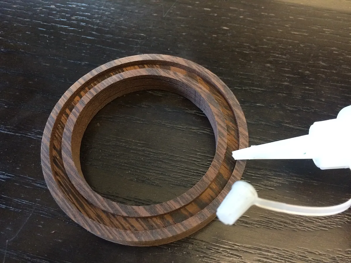 Wood Cuff Bracelet with Inlay — Glue the inlay (image 2)