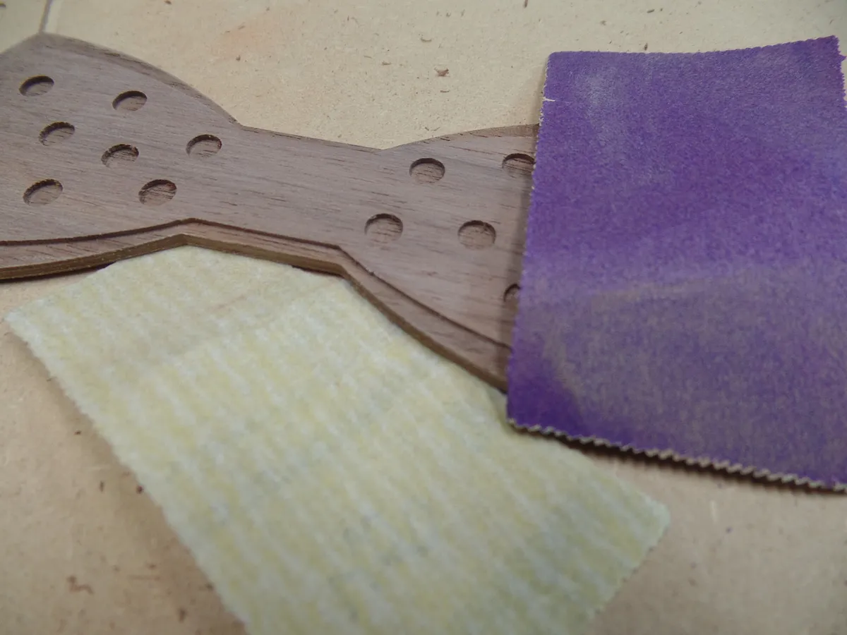 Simple engraved bow tie — Sanding and finishing