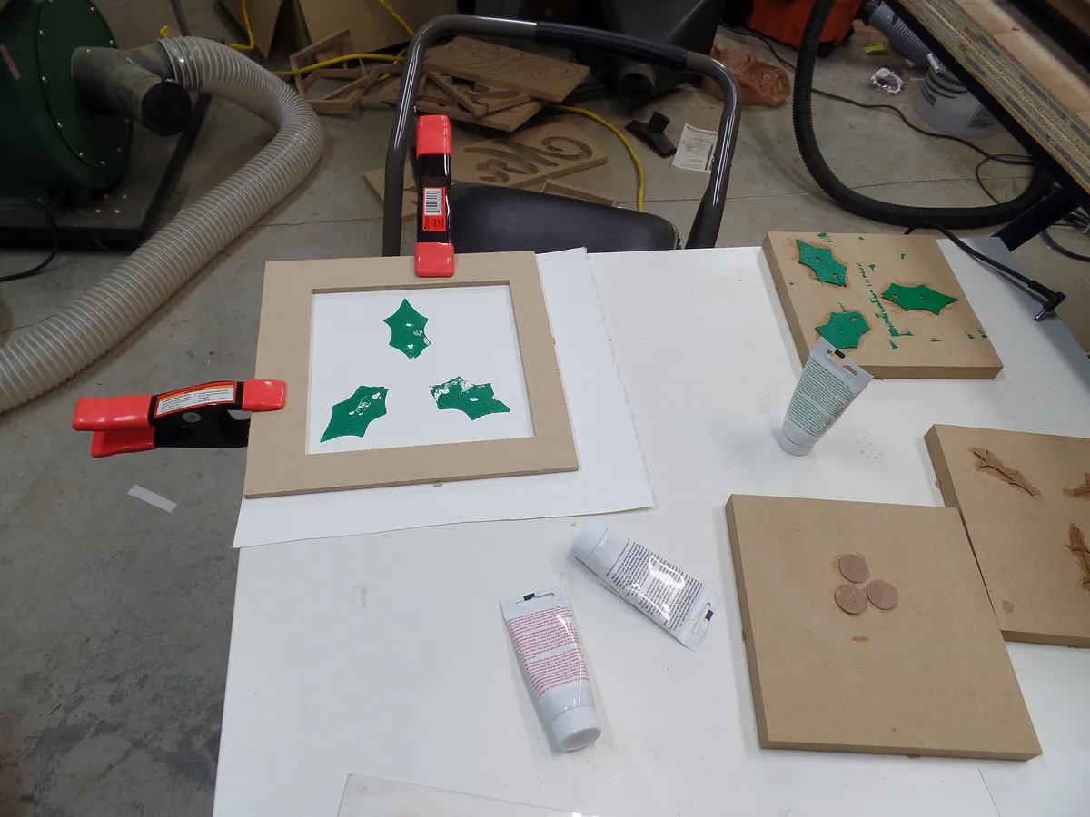 Rustic Christmas Holly Block Printing — Ink and print your image. (image 2)