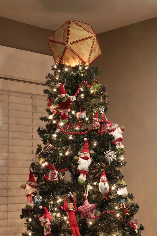 Stitched Plywood Icosahedron Holiday Ornament - image 1
