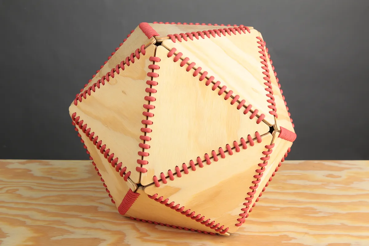 Stitched Plywood Icosahedron Holiday Ornament - image 2