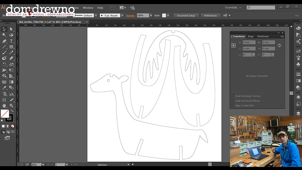 Christmas reindeer Rudolph  — Preparing project on Adobe Illustrator
