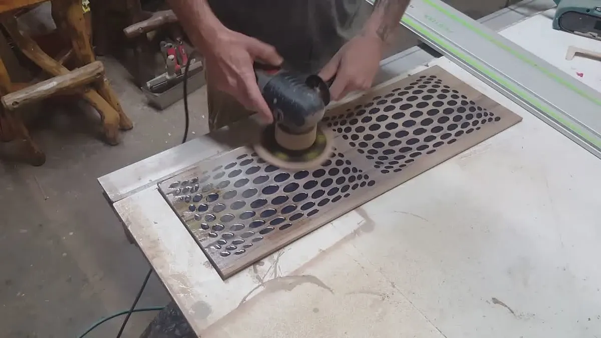 Teak Wood Light with Resin Inlay — Sand or plane front and back