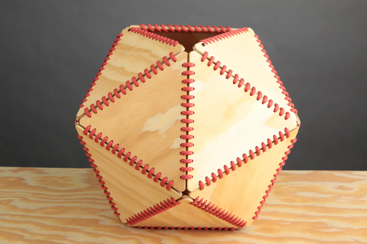 Stitched Plywood Icosahedron Holiday Ornament - image 4