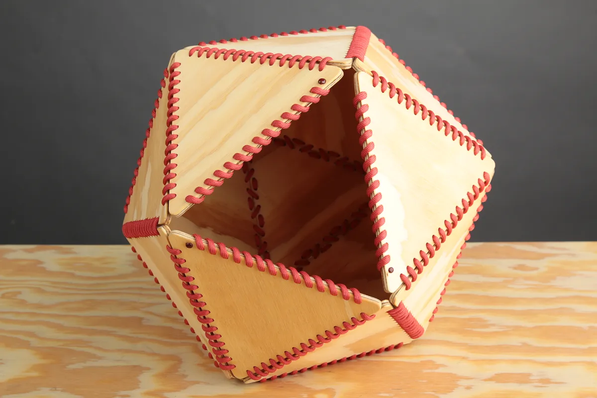 Stitched Plywood Icosahedron Holiday Ornament - image 5