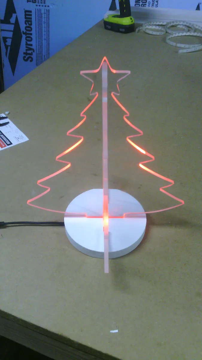 acrylic Christmas tree  — add leds in base 