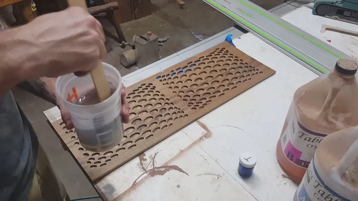Teak Wood Light with Resin Inlay - image 6