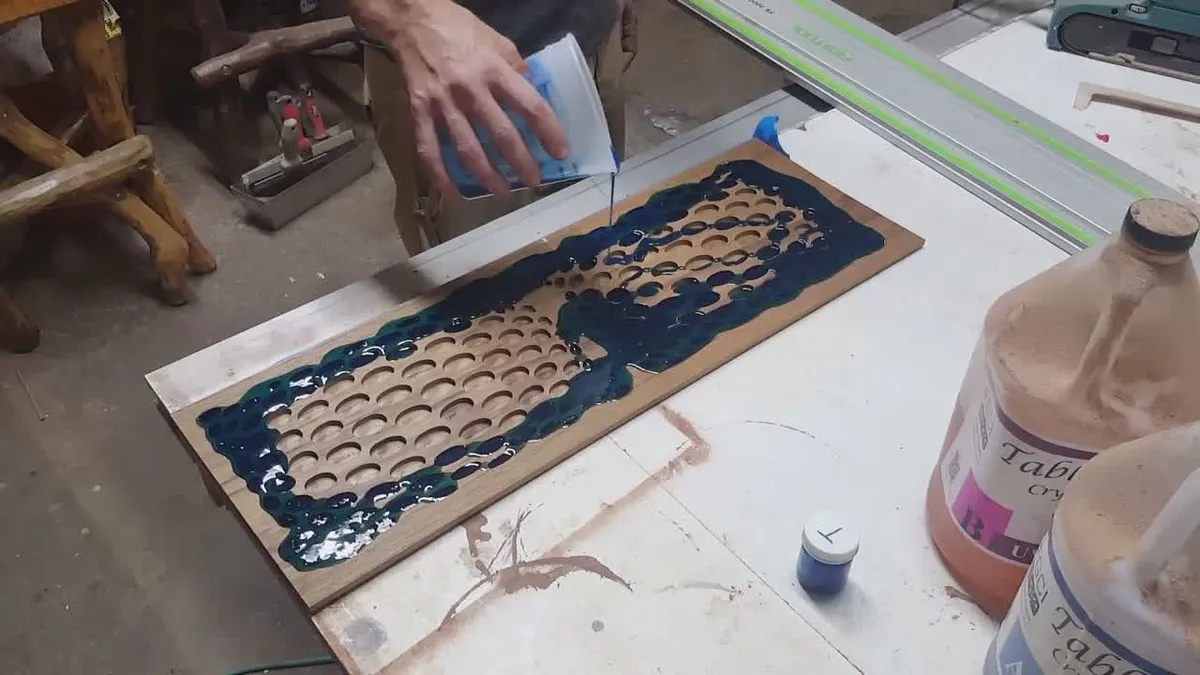 Teak Wood Light with Resin Inlay - image 8