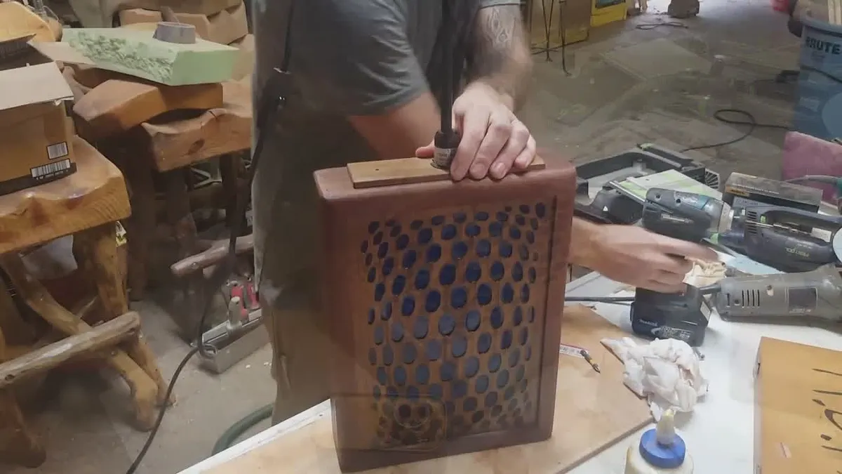 Teak Wood Light with Resin Inlay - image 14
