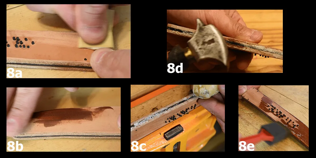 Tanto Letter Opener — finishing all the leather parts