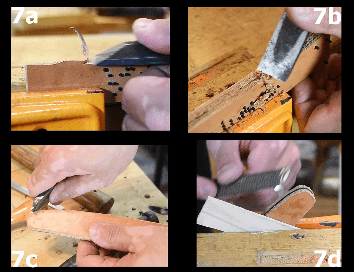 Tanto Letter Opener — trimming the parts