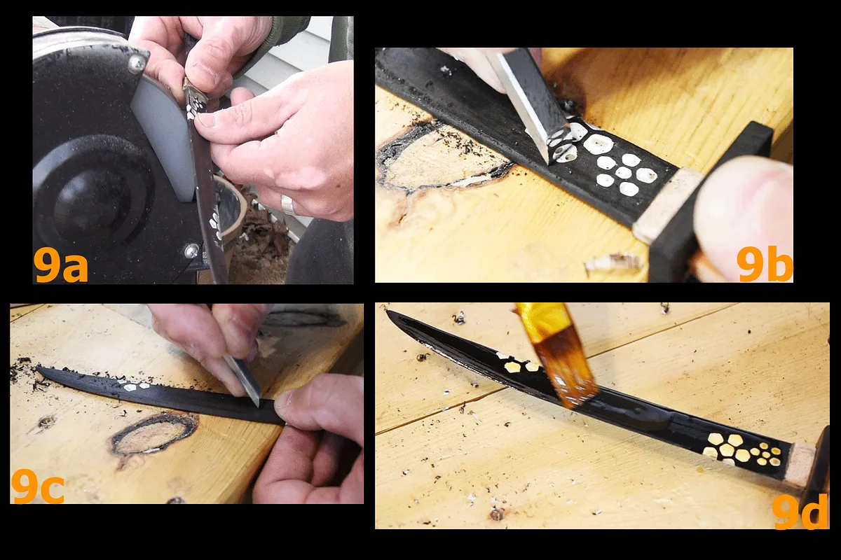 Tanto Letter Opener — finishing the ebony blade