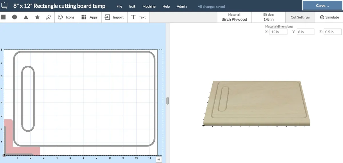 6 x 12 Cutting Board Template — Choose cutting board template