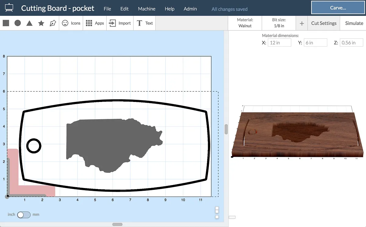 6 x 12 Cutting Board Template — Create cut files  (image 2)