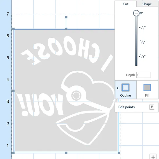 Pokeheart Linotype Valentine — Choose Bit and Set Outline to Zero Depth