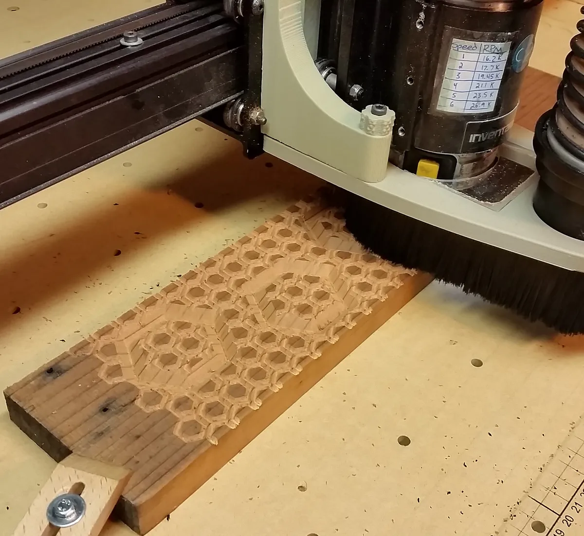 Tri Hex Votive — Cut #2: V-bit detail