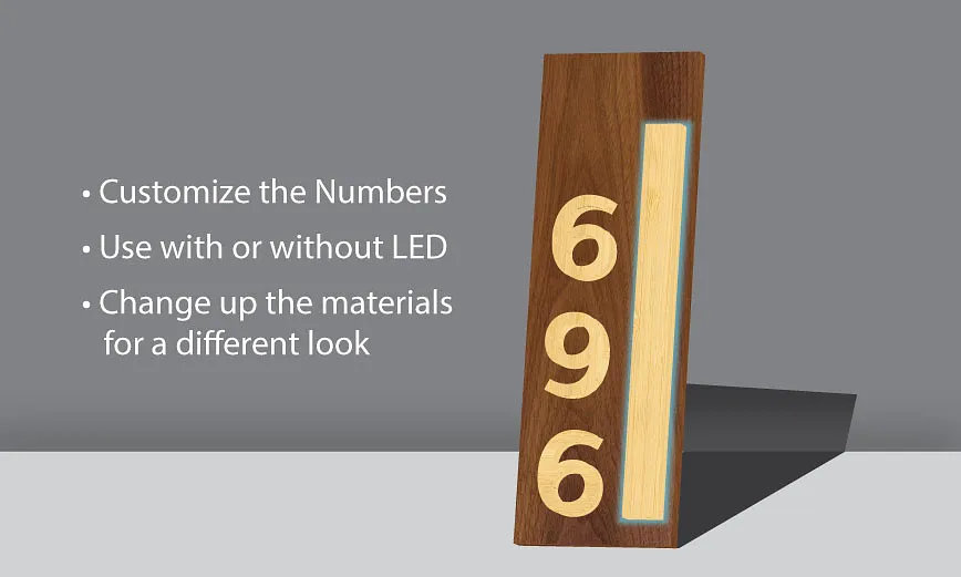 Walnut & Bamboo House Number Plaque - image 1