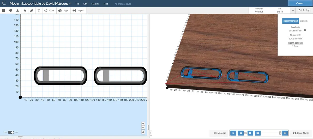 Modern Laptop Table with wireless charger — Carve the cellphone holder