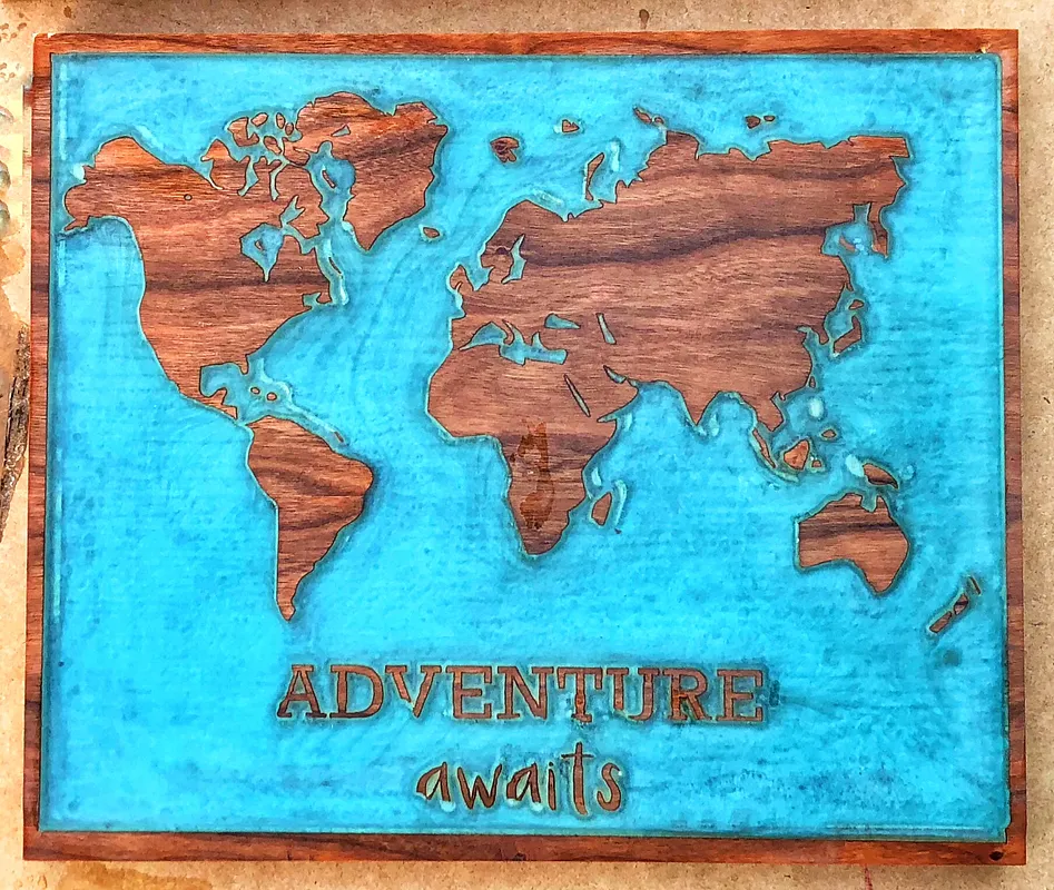 World map-epoxy inlay - image 1