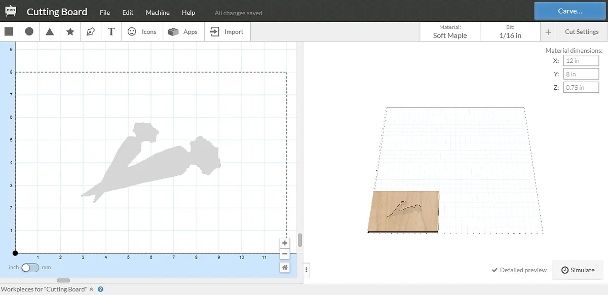 Inlay Cutting Board — Carve the maple board