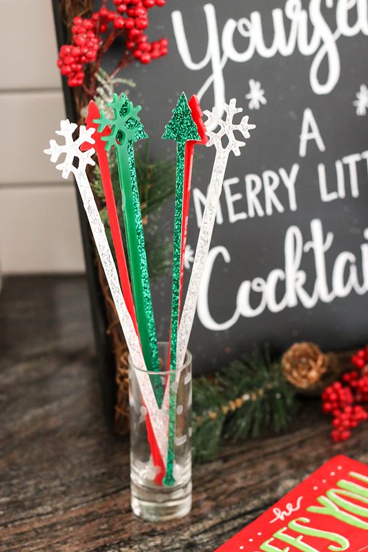 Acrylic Holiday Drink Stirrers/Markers