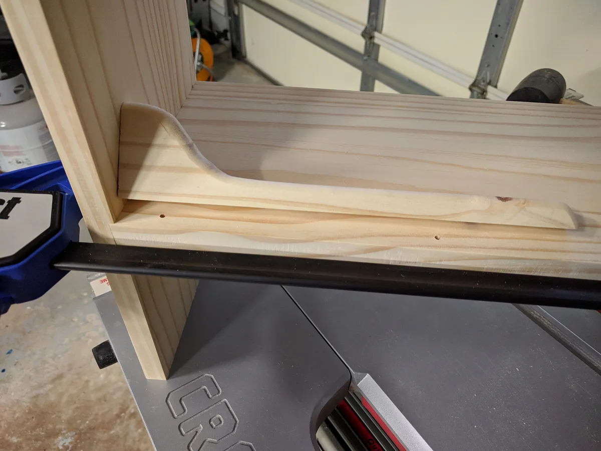 Floating Hutch — Step 11 - Attach the trim pieces (Parts G, H, I and J)
