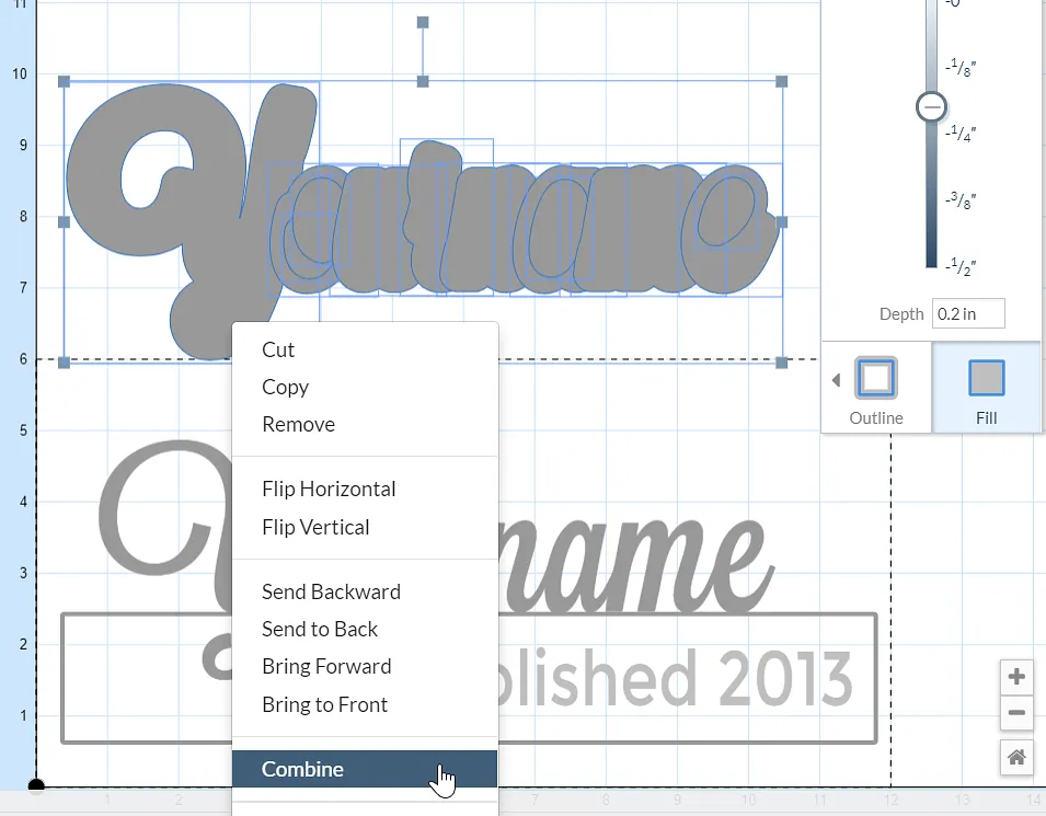 Power Hour: Lastname Established Plaque — Re-work the design - Configure the Yourname Outline (image 3)