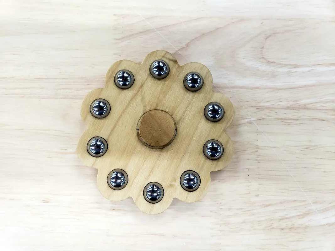 Steel Balls Fidget Spinner - Wood - image 3