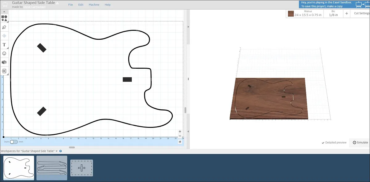 Guitar Shaped Side Table — Carve the Top and Legs! (image 3)
