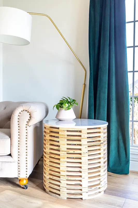 Stacked Slat Round End Table - image 2