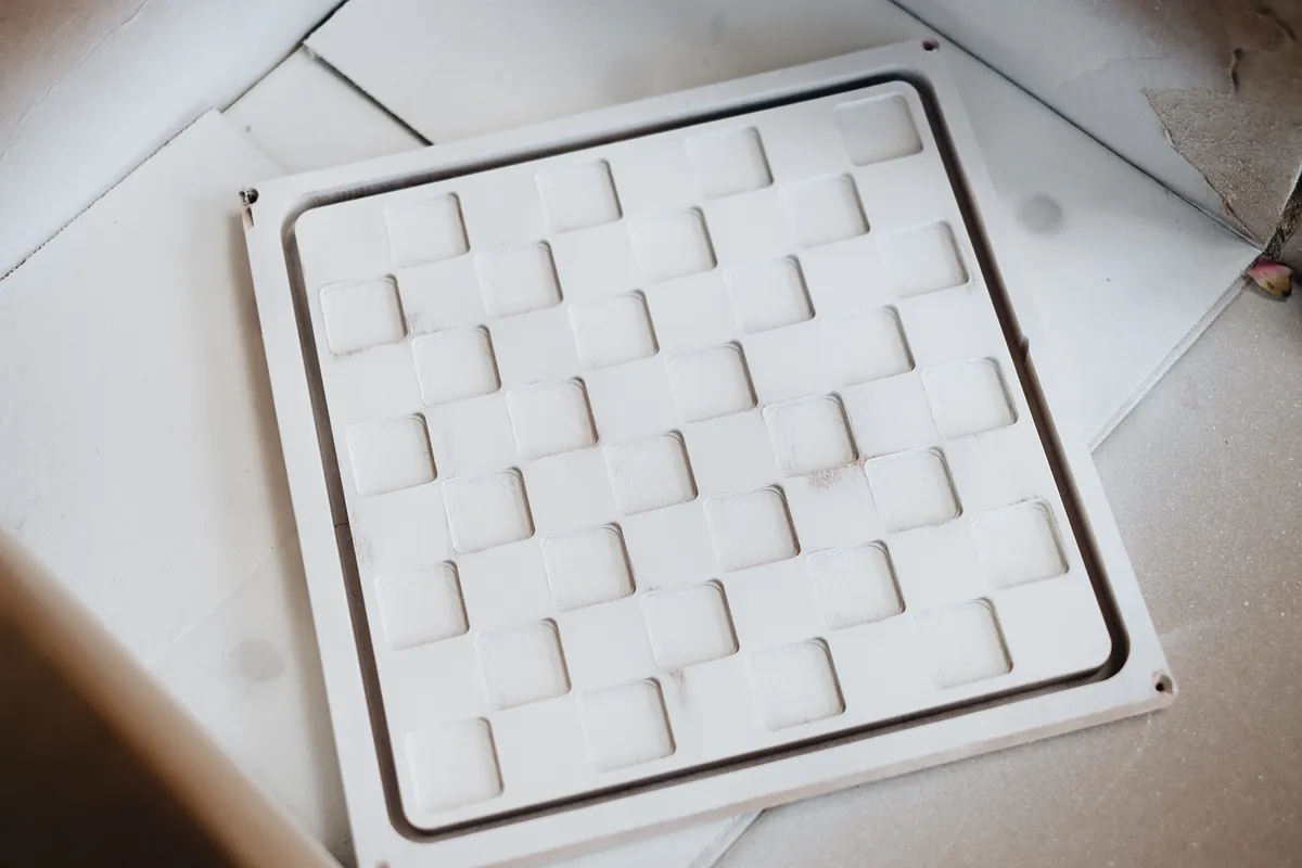Concrete Chess Set — Carving the board