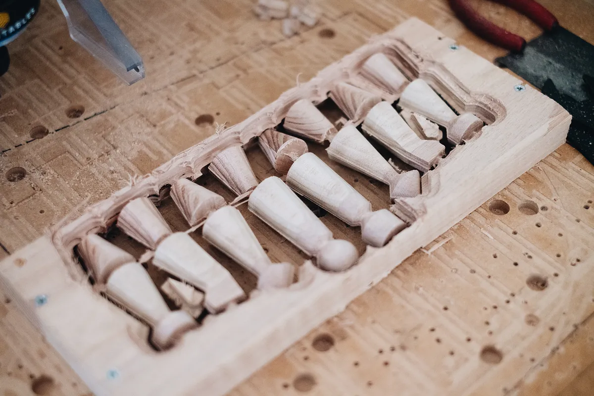 Concrete Chess Set — Carving Chess Pieces (image 3)
