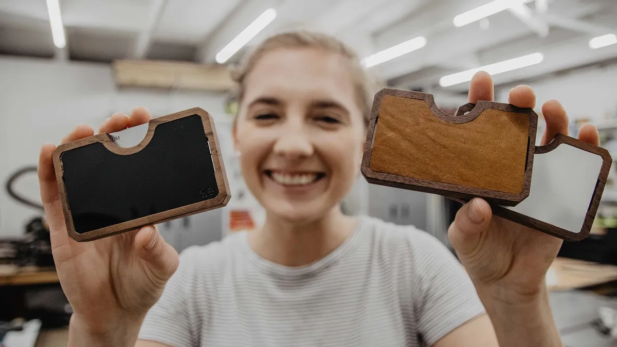Minimal EDC Wood & Leather Wallet - image 1