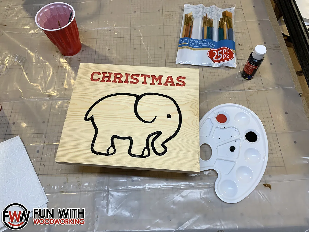 The Ultimate White Elephant Gift — Paint the words and Elephant outline