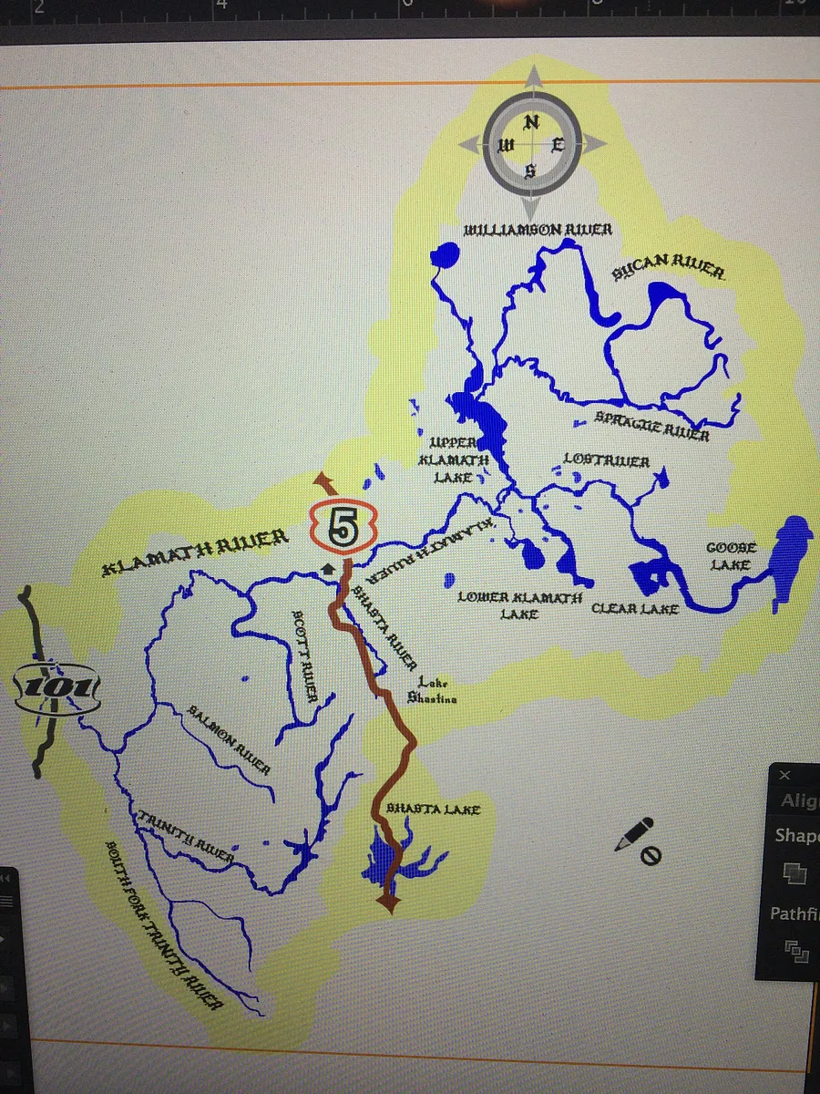 Klamath River Watershed Cribbage Board — make your artwork in Illustrator