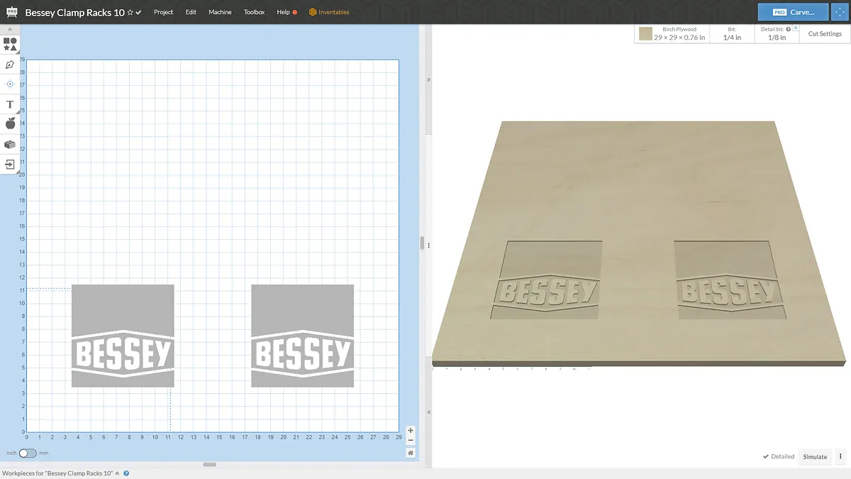 Bessey Clamp Racks with Epoxy Logo — Carving