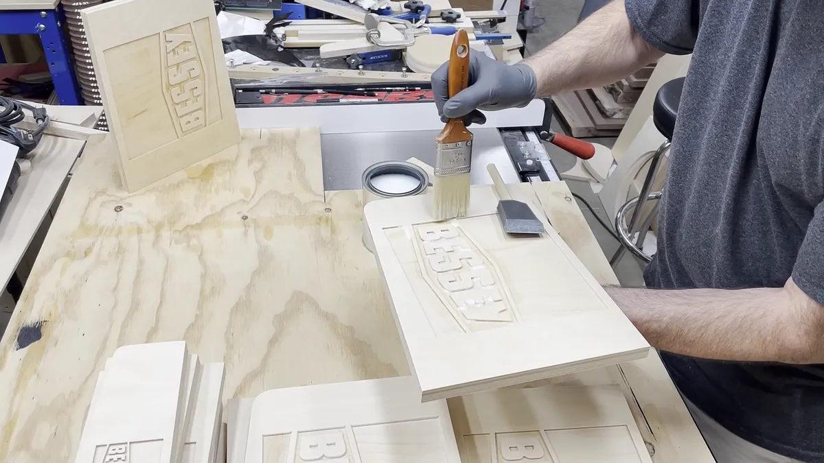 Bessey Clamp Racks with Epoxy Logo — Sanding And Finish