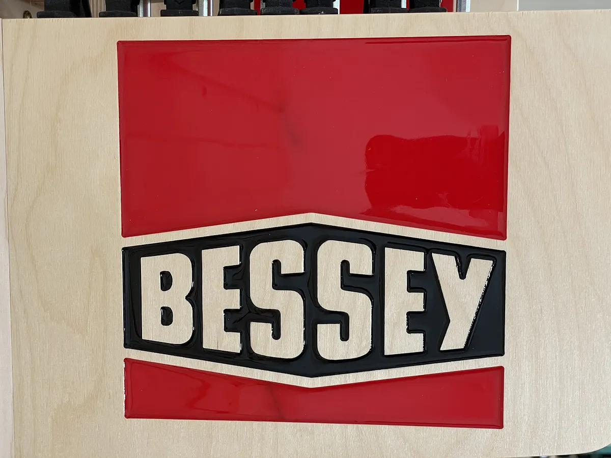 Bessey Clamp Racks with Epoxy Logo — Carving The Logos With A V-Bit (image 2)