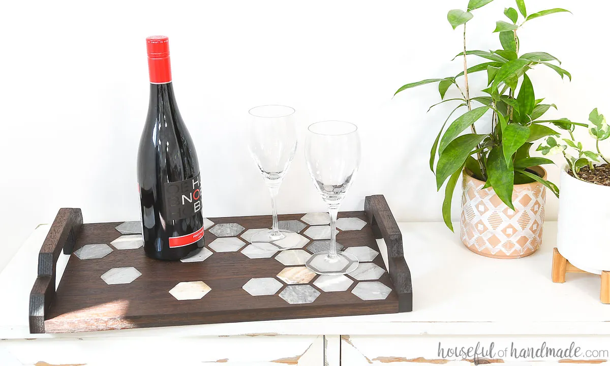 Marble Inlay Serving Tray - image 1